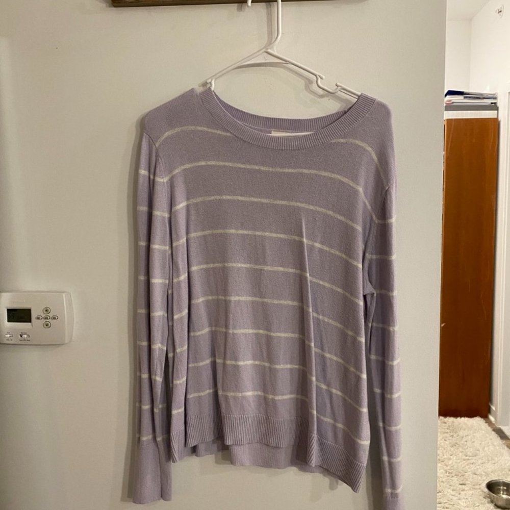 Lavender and White Sweater